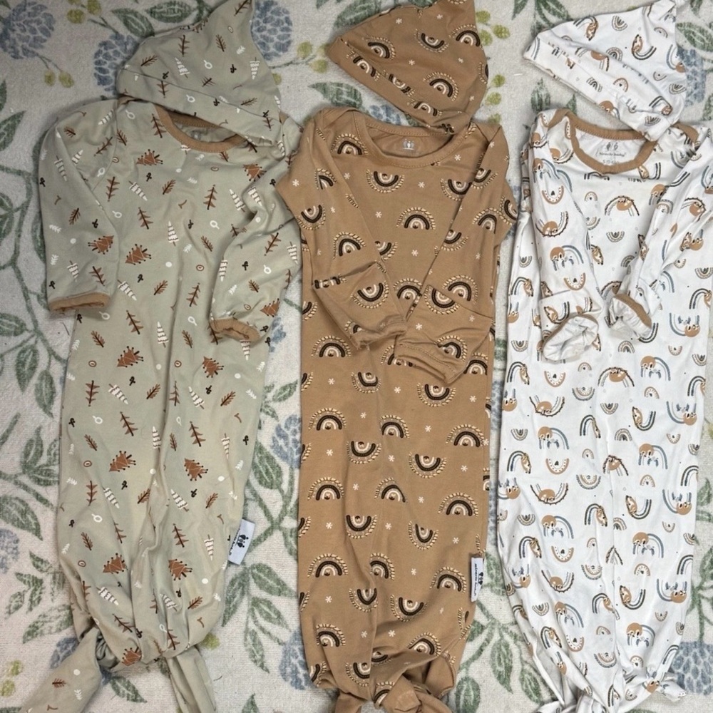 Miracle Baby Knotted Long Pajamas/Sleep Sacks - Tan, Cream, White